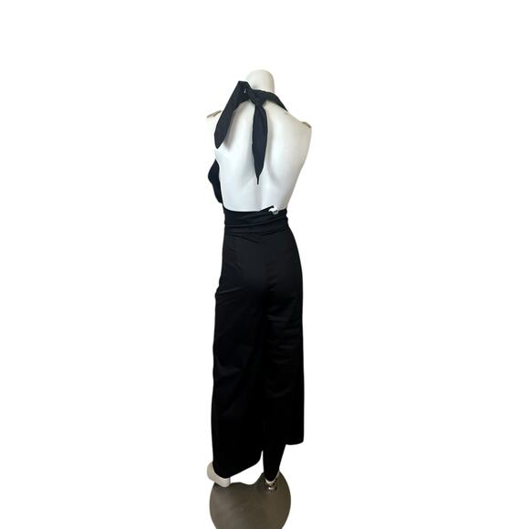Frederica Tosi Black High Waisted Sexy Jumpsuit with Halter Tie sz 38=XS/S/2 NWT - Picture 3 of 13